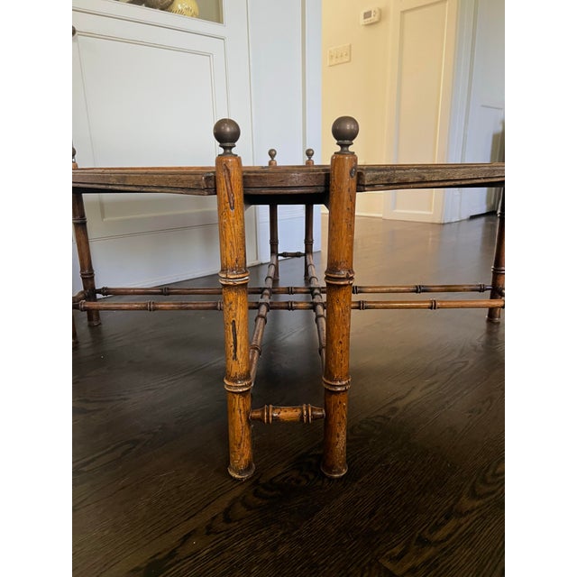 1970s Vintage Faux Bamboo Coffee Table | Gilt Tray Top, Regency Style For Sale - Image 9 of 12