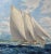 Yacht Oil Painting Sailing Off Bora Bora Louis Macouillard 1913-1987 Gilt Frame For Sale - Image 6 of 15