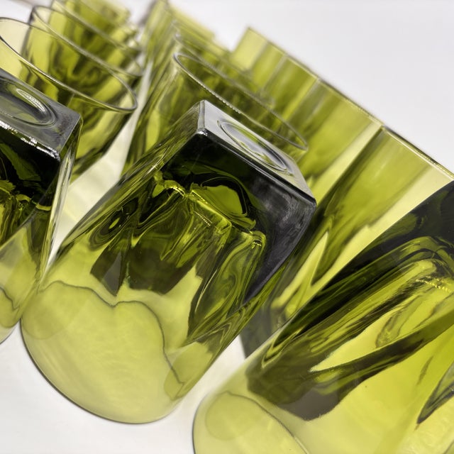 Mid-Century Modern 1970s Colony Vanity Avocado Green Glassware - Set of 18 For Sale - Image 3 of 18