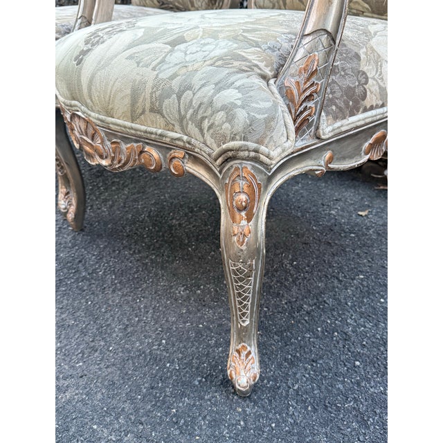 Textile Kreiss Collection Parcel Gilt Carved French Bergere Chairs - A Pair For Sale - Image 7 of 12