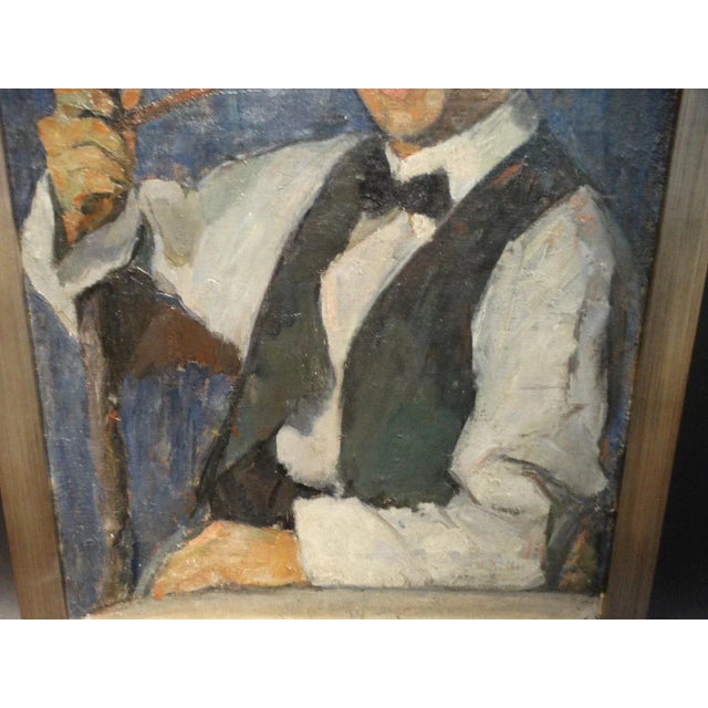 Portraiture 1920s Vintage Ejnar Hansen "Young Man With a Pipe" Painting For Sale - Image 3 of 5
