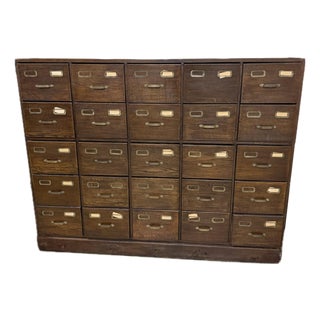 Antique Oak 25-Drawer Library Card Catalog Cabinet For Sale