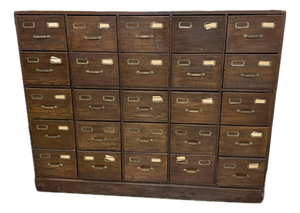 Antique Oak 25-Drawer Library Card Catalog Cabinet