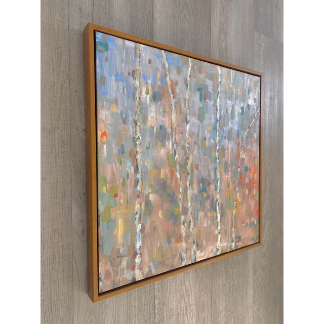 Abstract Love Poem by Leigh Ann Van Fossan | Acrylic on Canvas Abstract depiction of birch trees with soft colors. For Sale - Image 3 of 5