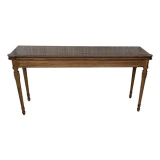 Early 20th Century Louis XVI Style Oak Convertible Console, Dining Table with Brass Trim For Sale