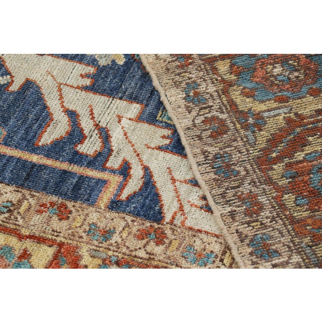 Textile Rug & Kilim’s Persian Bakshaish Rug in Navy Blue With Floral Patterns For Sale - Image 7 of 7