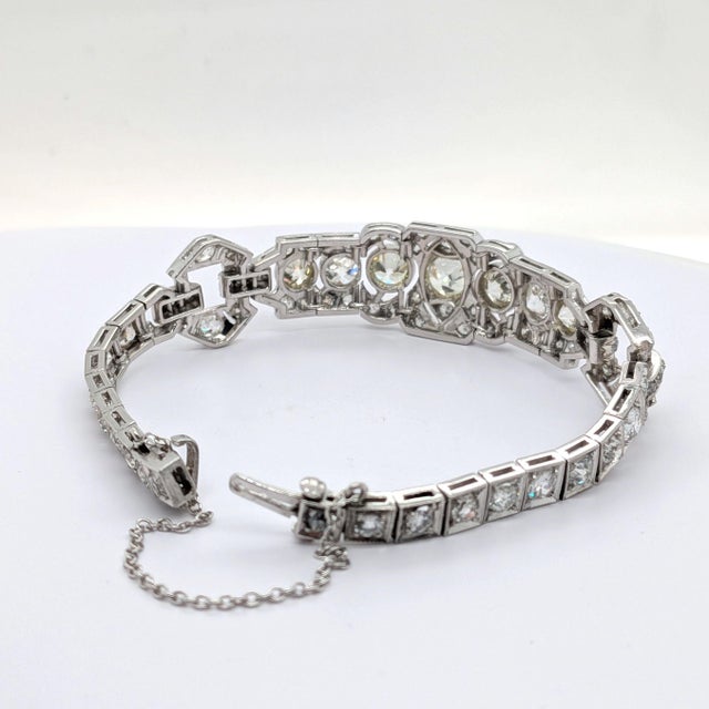 Antique Edwardian Art Deco Platinum Diamond Bracelet For Sale In Phoenix - Image 6 of 10