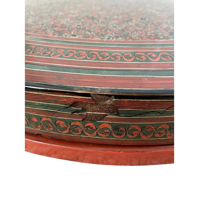 Vintage Burmese Lacquer Wood Snack Sweet Box With Removable Compartments. 20” For Sale - Image 11 of 11