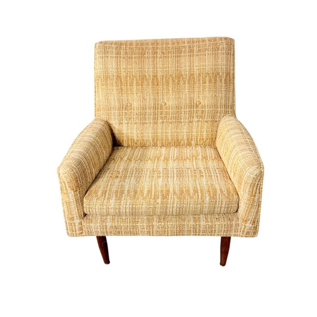 1950s Jens Risom Club Lounge Chair With Walnut Frame For Sale - Image 12 of 13