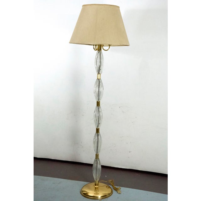 Italian Murano Glass and Brass Floor Lamp by Ercole Barovier, 1940s For Sale - Image 4 of 15