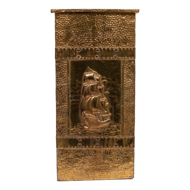 Brass Embossed Umbrella Stand, 1930s For Sale