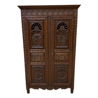 Antique Breton Cupboard, Linen Cupboard For Sale