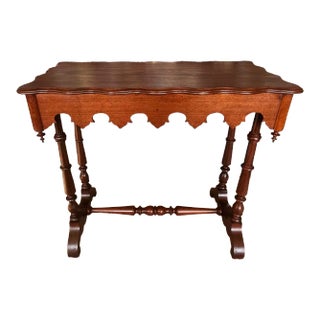 Early 20th Century Antique Gothic Side Table With Hidden Drawer For Sale