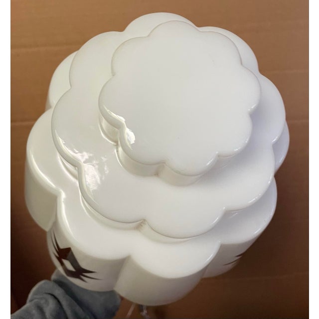 Early 20th Century Art Deco White Milk Glass Skyscraper Star Hanging Pendant Light Fixture For Sale - Image 9 of 11