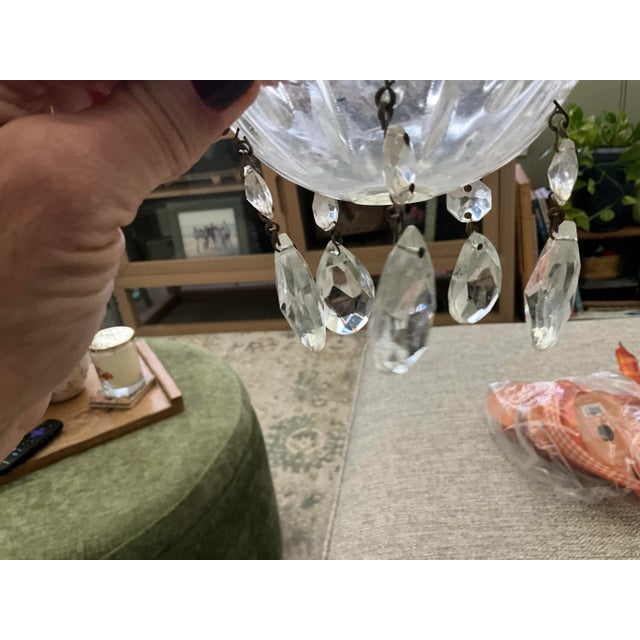 Heavy Italian Chandelier With Sparkling Crystal Prisms and Original Extras. For Sale - Image 6 of 6