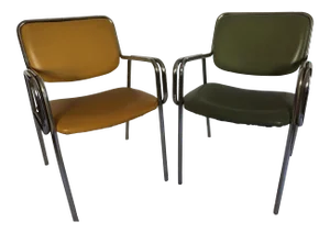 1970s Vintage Modern Global Upholstery Company, Ltd. Tubular Chrome Occasional Arm Chairs- Set of 2