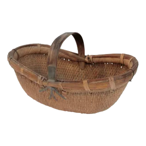 Mid-Century Vintage Natural Wood Willow Basket