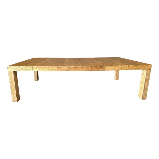 Vintage Postmodern Solid White Oak Parsons Dining Table For Sale