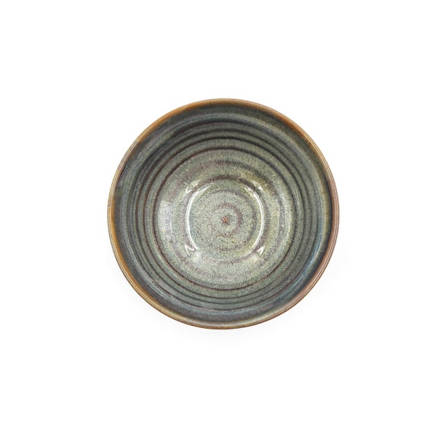 Vietnamese Dual-Glaze Stoneware Ceramic Rice Bowls With Spiral Motif -Set of 4 For Sale In New York - Image 6 of 6