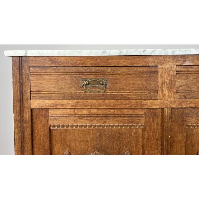 Antique French Marble Top Oak Sideboard For Sale - Image 6 of 17