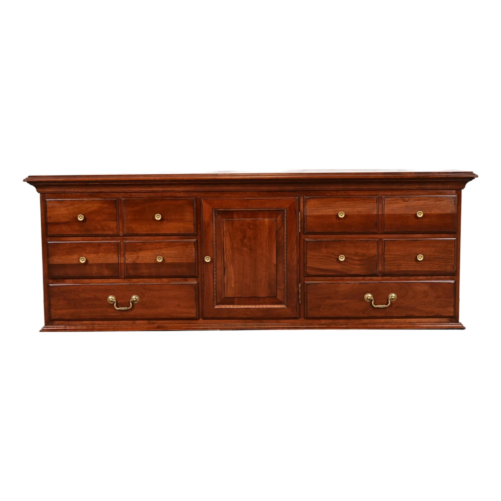Ethan Allen Georgian Solid Cherry Wood Low Credenza or Sideboard | Chairish