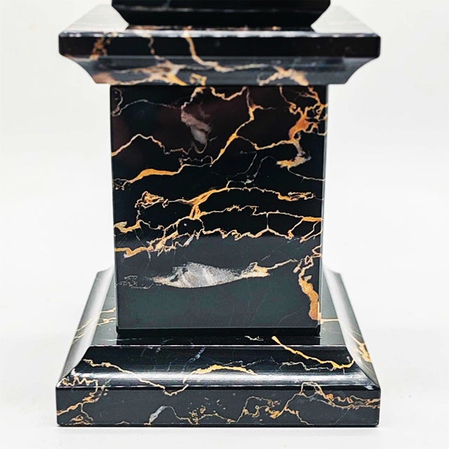 Stone Large Hand-Carved Obelisk in Black Marble of Portoro with Gold Color Veins, Italy, 1970s For Sale - Image 7 of 9