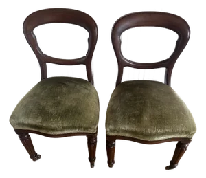 Pair of Early 20th Century Victorian Balloon Back Chairs