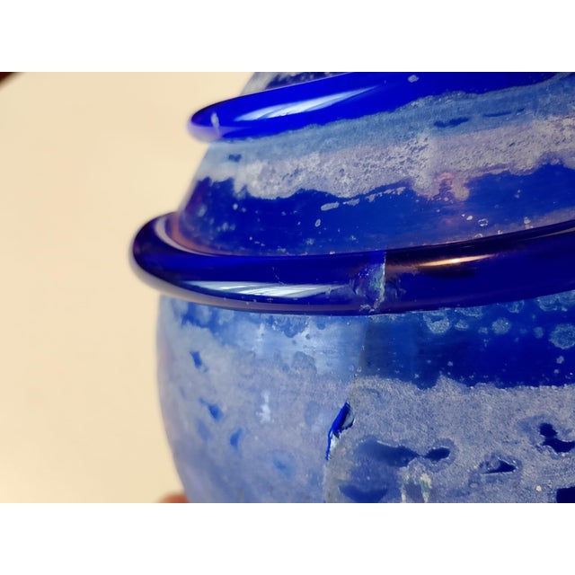 Blue Scavo Vase in Blue Murano Glass, 1970s For Sale - Image 8 of 10