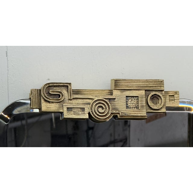 Angelo Brotto Gilt Metal Wall Mirror, 1970s For Sale In Los Angeles - Image 6 of 6