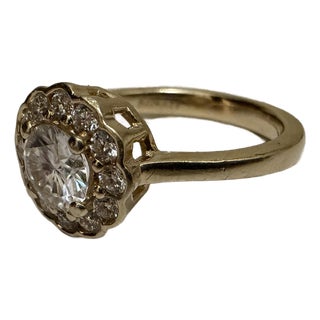 1950s 14k Yellow Gold Approx 1.25ctw Vs1 Vs2 Diamond Engagement Ring by Benati, Size 7 For Sale