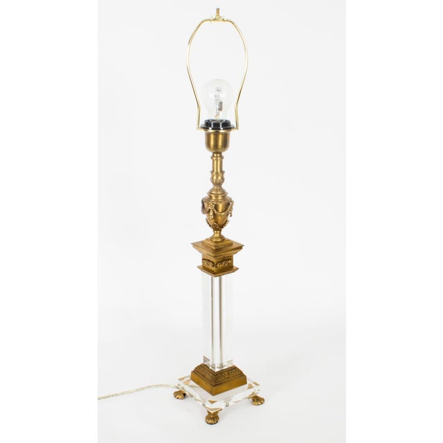 Gold Mid 20th Century Ormolu & Glass Corinthian Column Table Lamps, 1950s, Set of 2 For Sale - Image 8 of 18