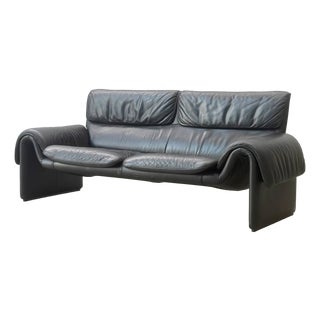 Black Leather Model Ds-2011/02 Sofa by de Sede, 1980s For Sale