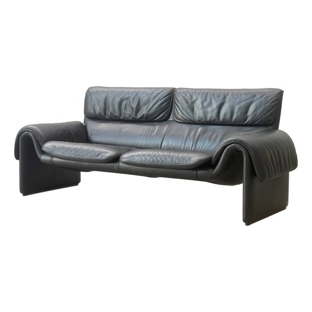Black Leather Model Ds-2011/02 Sofa by de Sede, 1980s For Sale