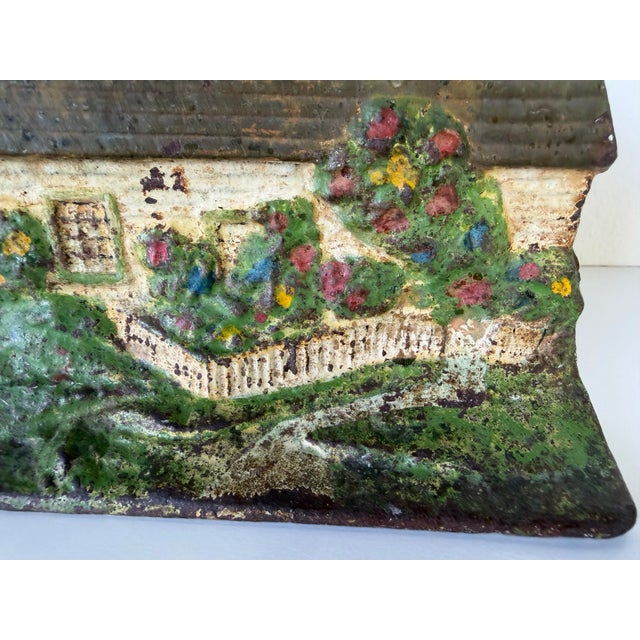 Farmhouse Vintage Hand-Painted Cast Iron Cottage Doorstop For Sale - Image 3 of 9