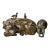 Late 19th Century Gilt Bronze Ox With Herder Figurine, 1000g, Archaic Motifs For Sale