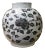 Chinese Gray Blue Off White Flowers Graphic Fat Round Ceramic Vase For Sale