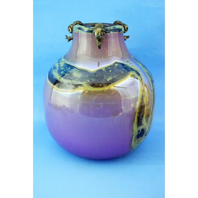 Modern 20th Century Studio Glass Vase with Silver Metal Snail by Samuel J Herman for Val Saint Lambert, 1970s For Sale - Image 3 of 18