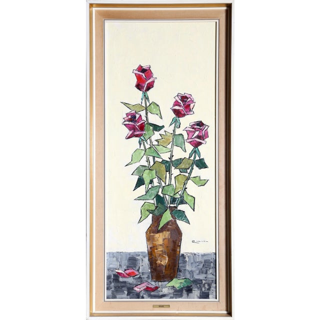 Red Roses in Vase, Painting For Sale - Image 4 of 4