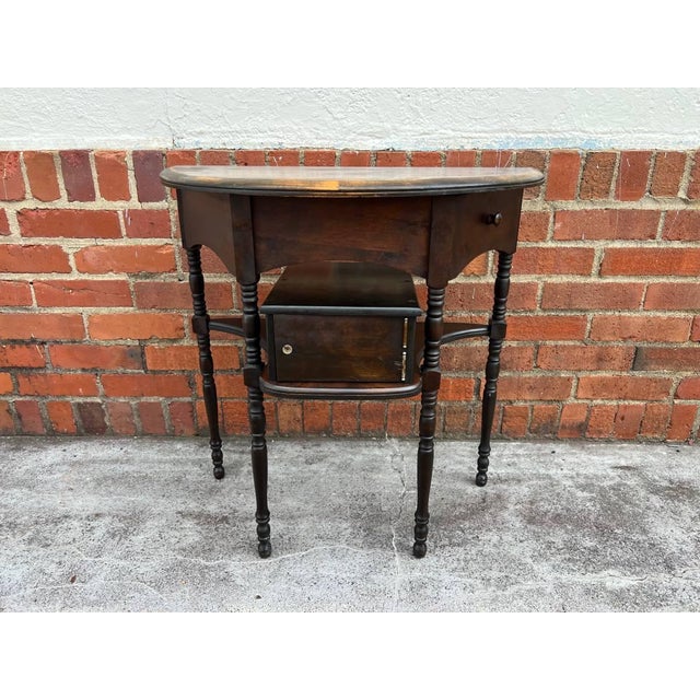 Brown 19th Century Antique Demi- Lune Console Hall Table, Half Moon Side Table For Sale - Image 8 of 11