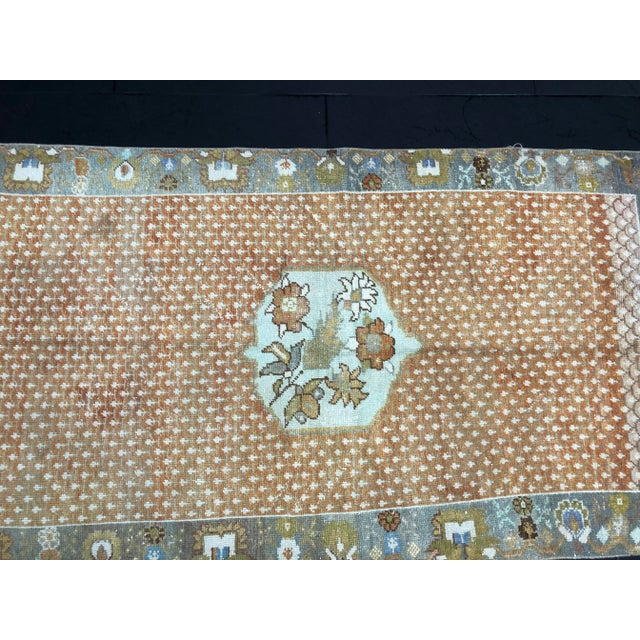 Orange Floral Vintage Rug - 3′10″ × 7′1″ For Sale - Image 9 of 11