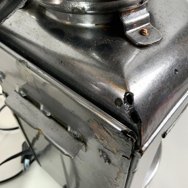 Silver Polished Steel Port and Starboard Ship Lanterns For Sale - Image 8 of 8