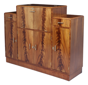 English Art Deco Walnut Cocktail Sideboard, 1930s