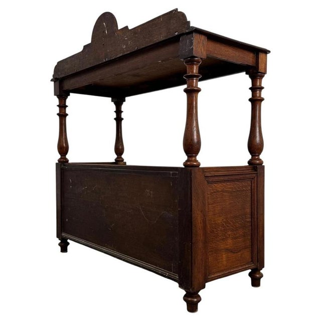 Wood 19th Century English Oak Cupboard with Raised Gallery For Sale - Image 7 of 11