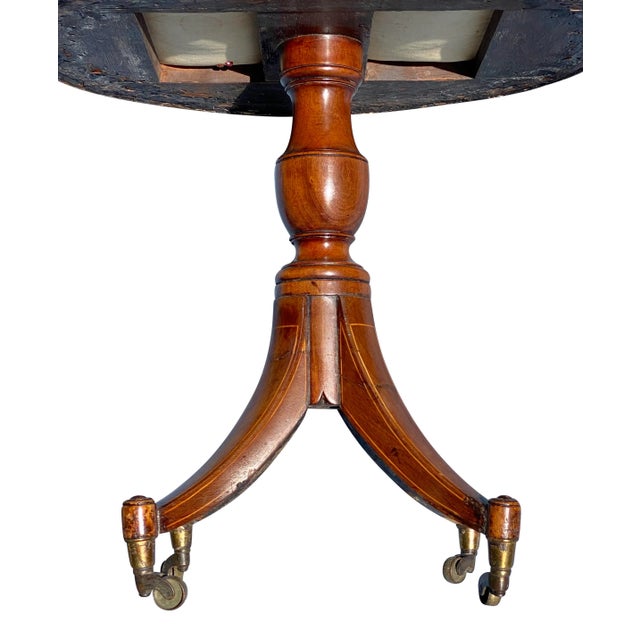 Wood Antique Regency Mahogany & Satinwood Sewing Stand For Sale - Image 7 of 13