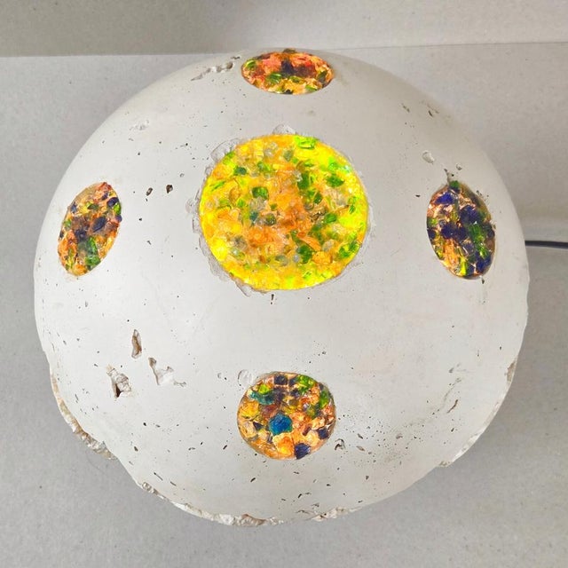Vintage Space Age UFO Planet Table Lamp in Plaster and Glass, 1970s For Sale - Image 3 of 16