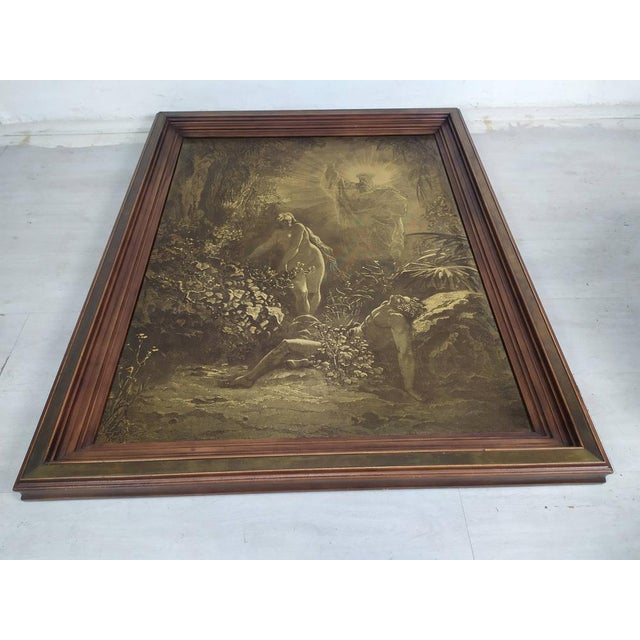 Religious Scene Print in Brass Frame, 1920s For Sale - Image 4 of 14