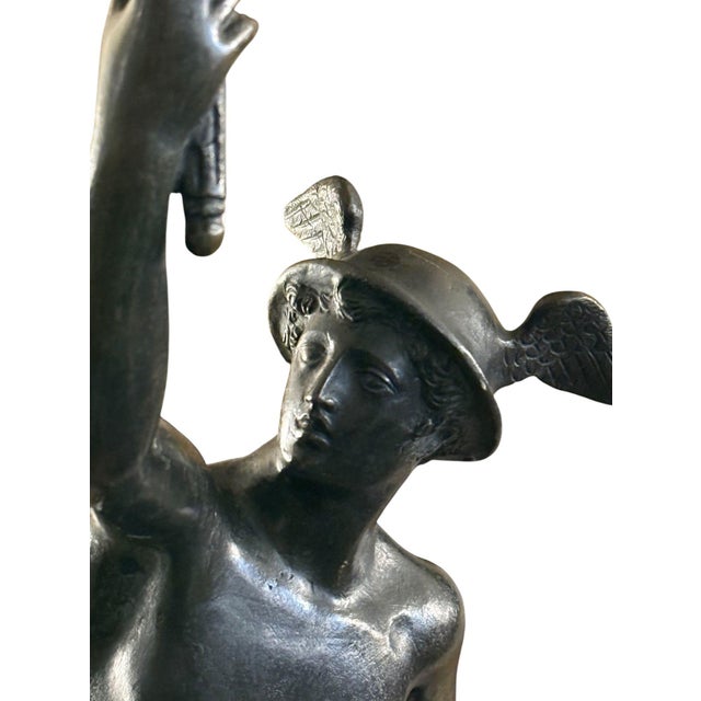 Bronze “Flying Mercury” With Lily Torch, After Giambologna, Italy, 19th Century. For Sale - Image 4 of 12