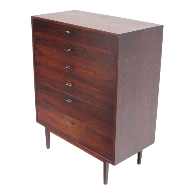 1960s Danish Modern Walnut High Chest or Dresser For Sale - Image 9 of 9