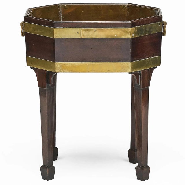 Antique 18th Century George III Mahogany Brass Bound Octagonal Wine Cooler or Jardiniere For Sale - Image 4 of 7