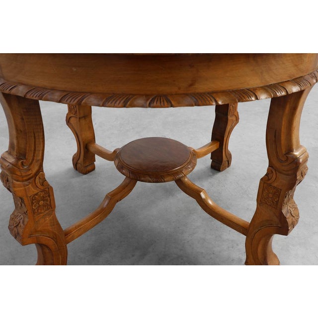 Renaissance Round Walnut Coffee Table, France, Late 19th Century For Sale - Image 11 of 12